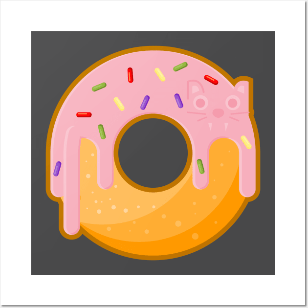 Cat Donut Wall Art by lakokakr